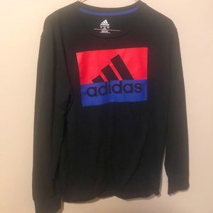 Adidas Kids XL Long Sleeve Tee Black Blue and Red